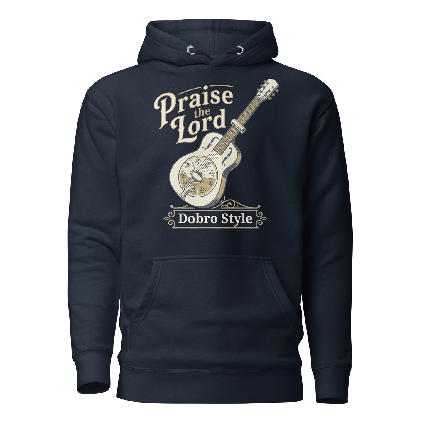  Praise the Lord Dobro style Christian Premium Hoodie celebrating dobro players and bluegrass gospel 