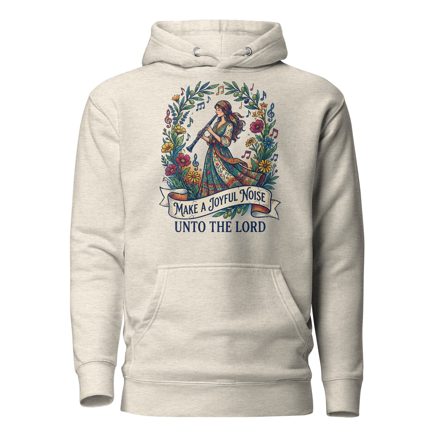  Make a Joyful Noise unto the Lord Christian Premium Hoodie celebrating clarinet players 