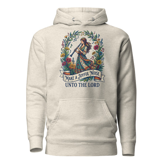  Make a Joyful Noise unto the Lord Christian Premium Hoodie celebrating clarinet players 