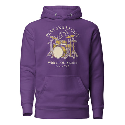 Psalms 33:3 Play Skillfully Drums Christian Premium Hoodie