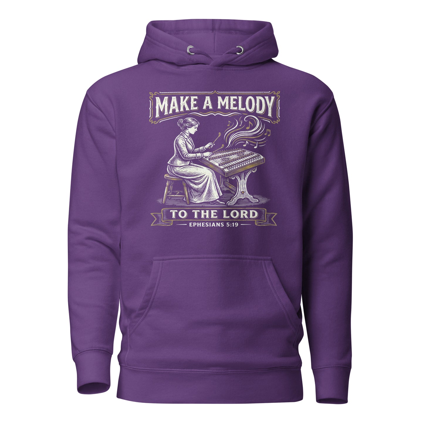  make a melody to the lord Premium Christian hoodie hammered dulcimer Ephesians 5:19