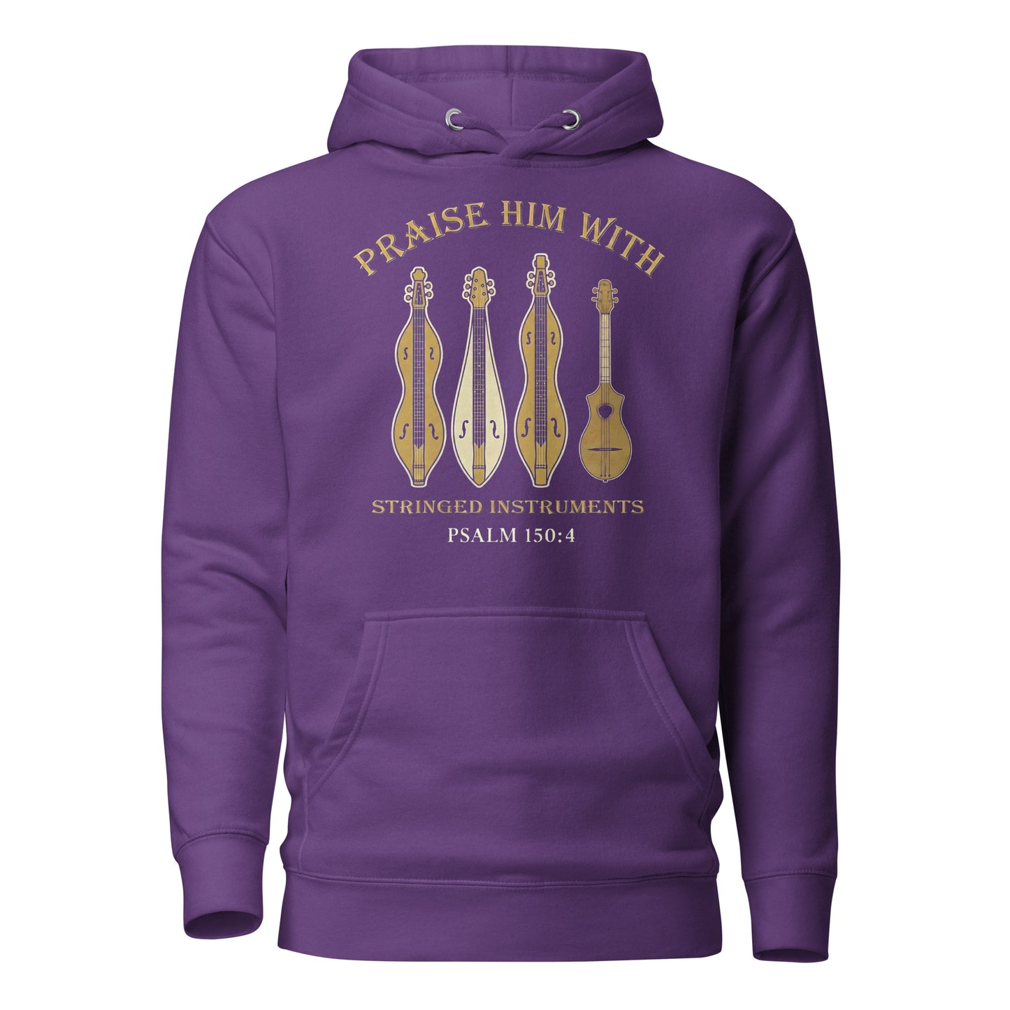 Praise Him with Stringed Instruments Christian Premium Hoodie Psalm 150:4