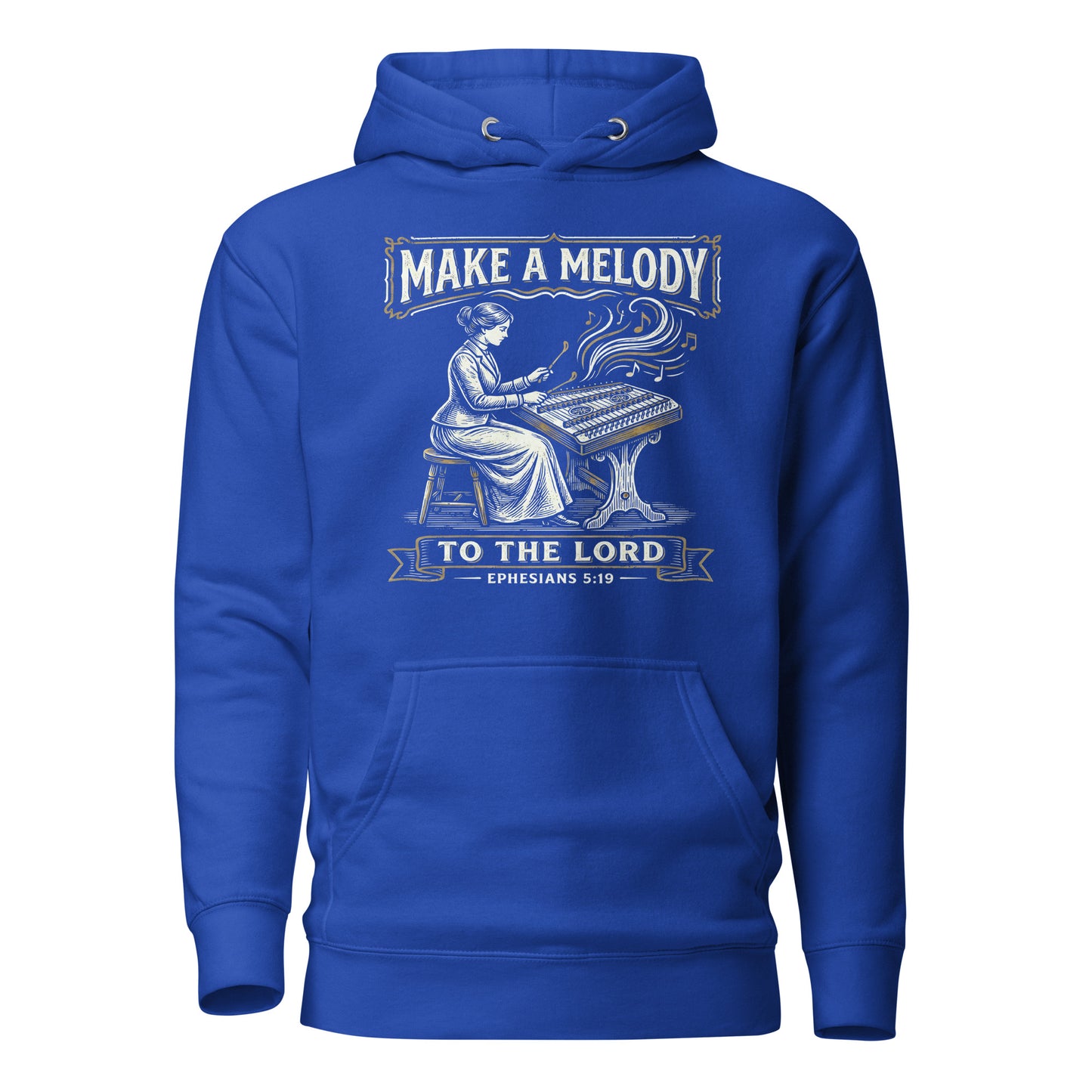  make a melody to the lord Premium Christian hoodie hammered dulcimer Ephesians 5:19