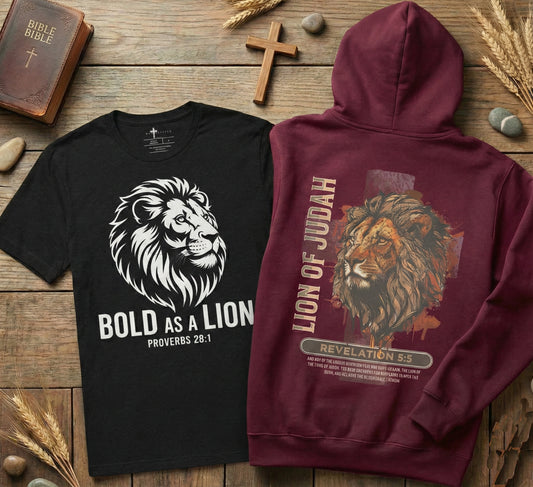 Lion of Judah Premium Hoodie and Bold as a Lion Tee