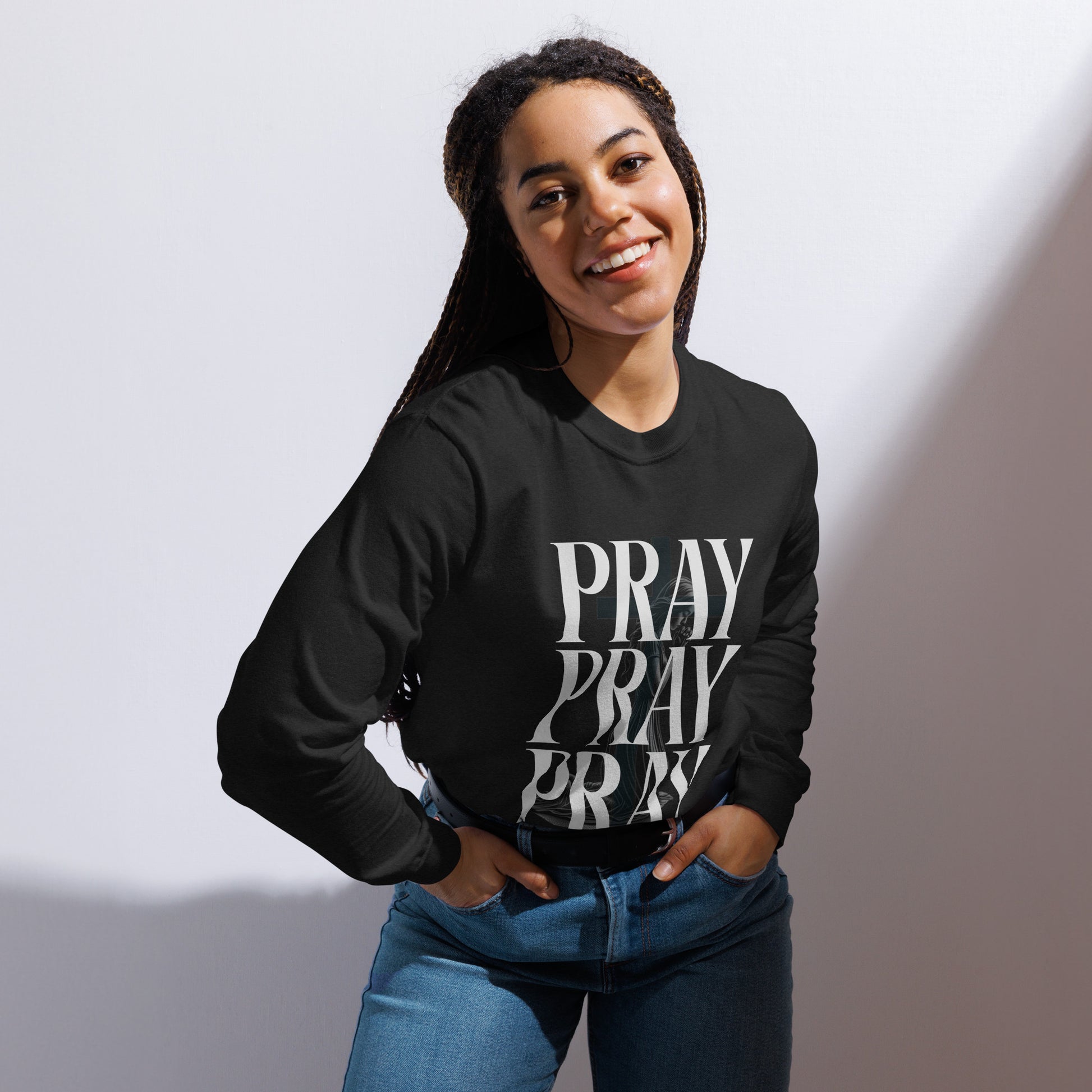 Pray Pray Pray Long Sleeve  Christian Bible Verse T-Shirt