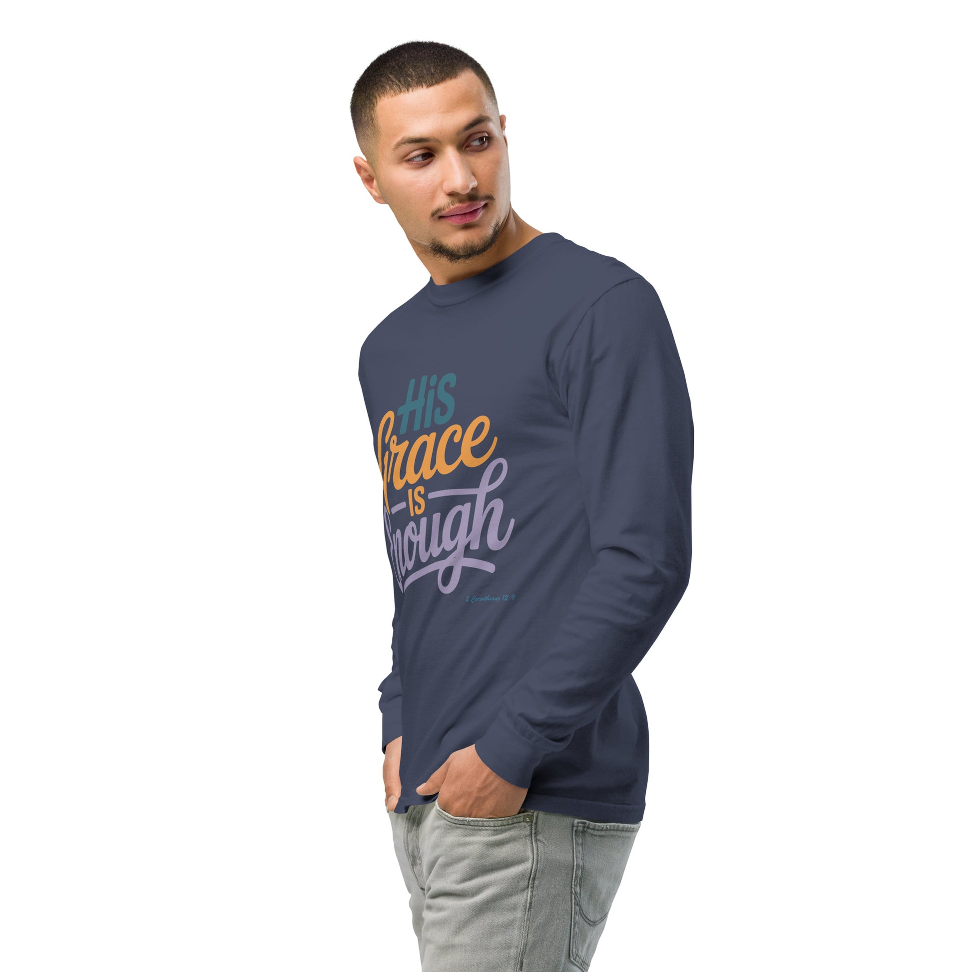 His Grace is Enough long-sleeve  Christian Bible Verse T-Shirt