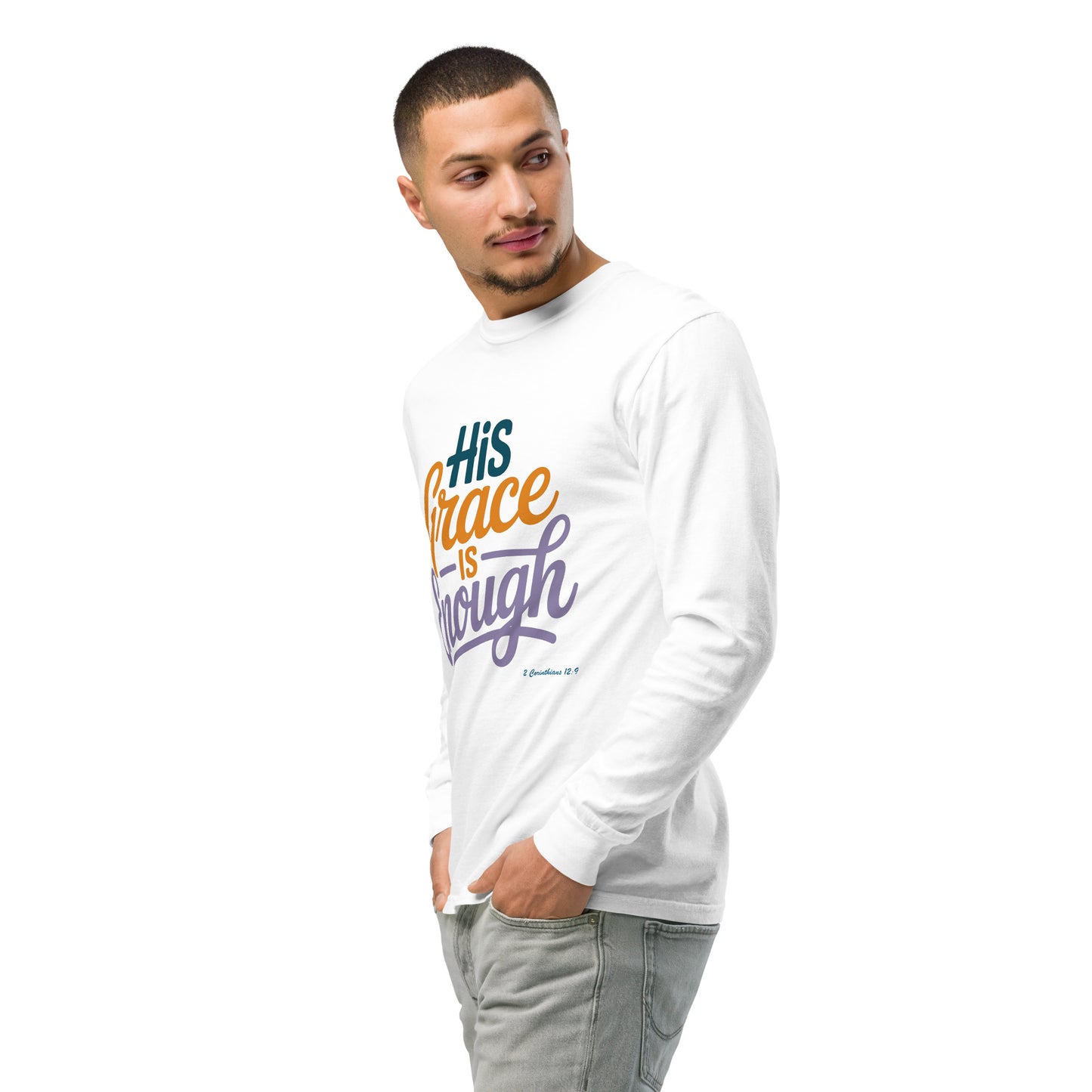 His Grace is Enough long-sleeve  Christian Bible Verse T-Shirt