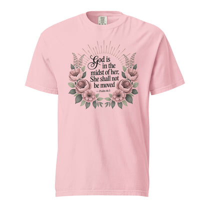 She Shall Not Be Moved  Christian Bible Verse T-Shirt