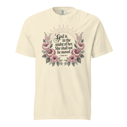 She Shall Not Be Moved  Christian Bible Verse T-Shirt