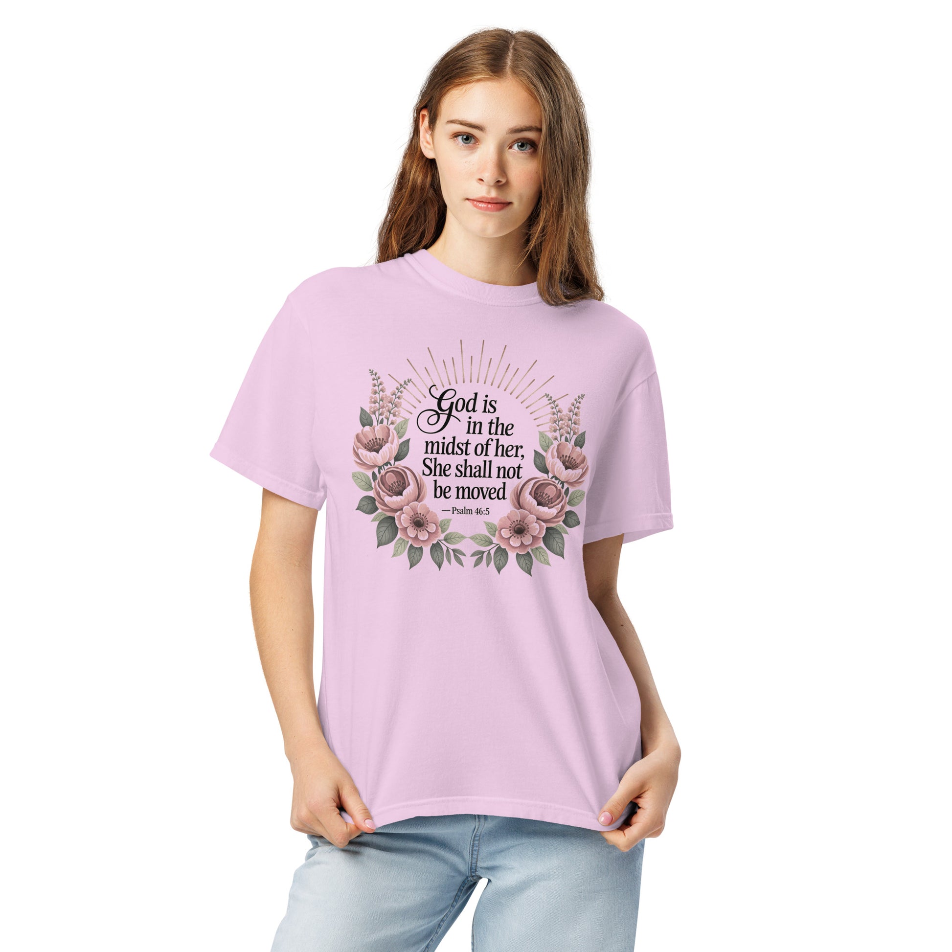 She Shall Not Be Moved  Christian Bible Verse T-Shirt