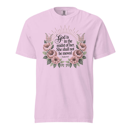 She Shall Not Be Moved  Christian Bible Verse T-Shirt