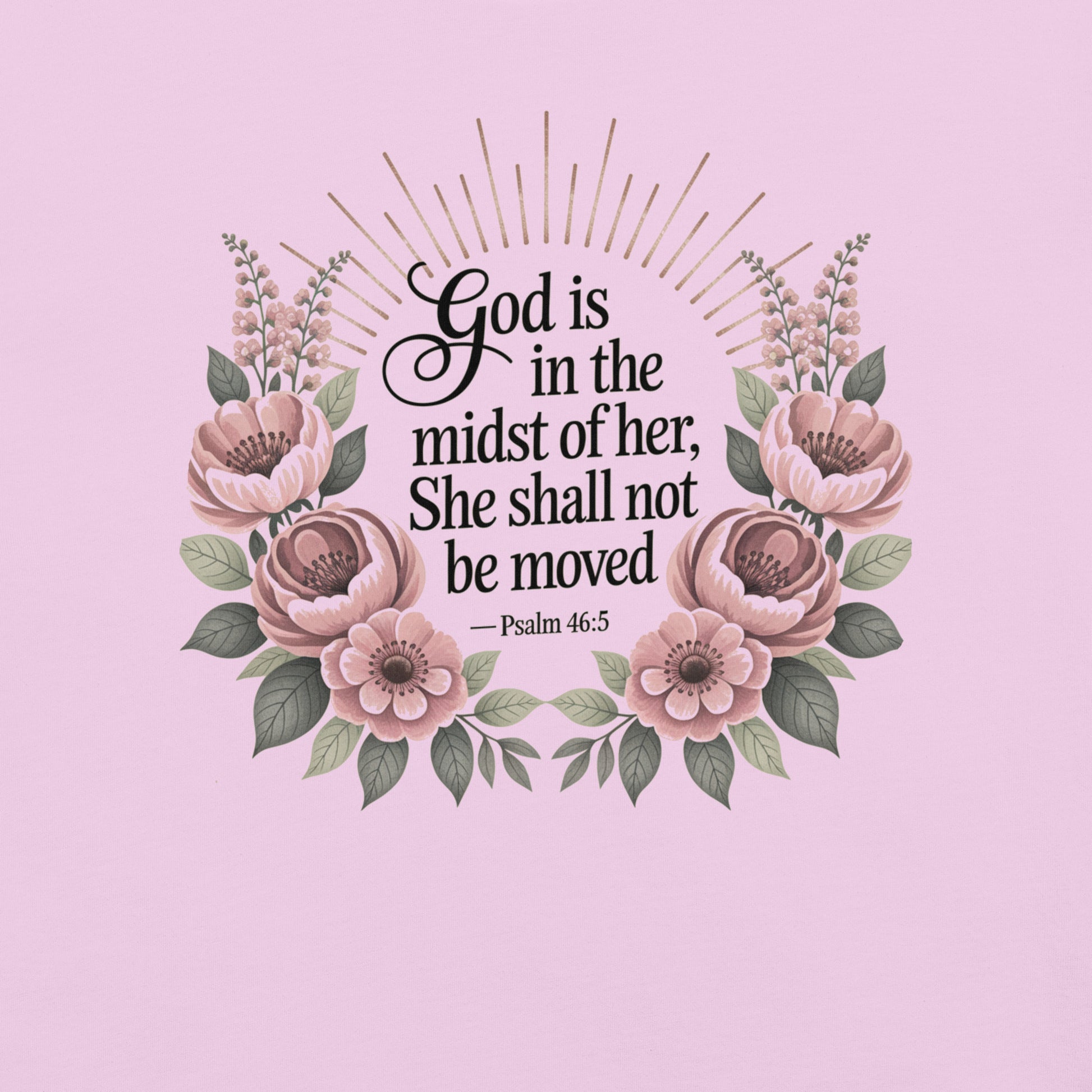 She Shall Not Be Moved  Christian Bible Verse T-Shirt