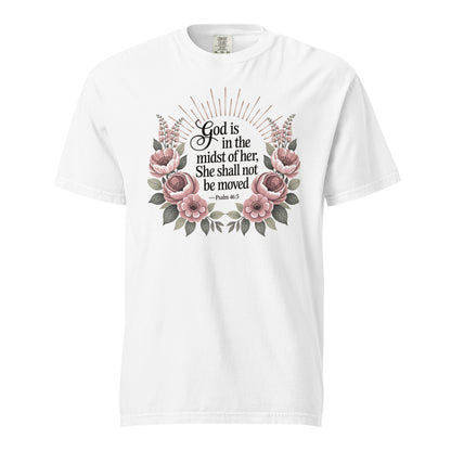 She Shall Not Be Moved  Christian Bible Verse T-Shirt