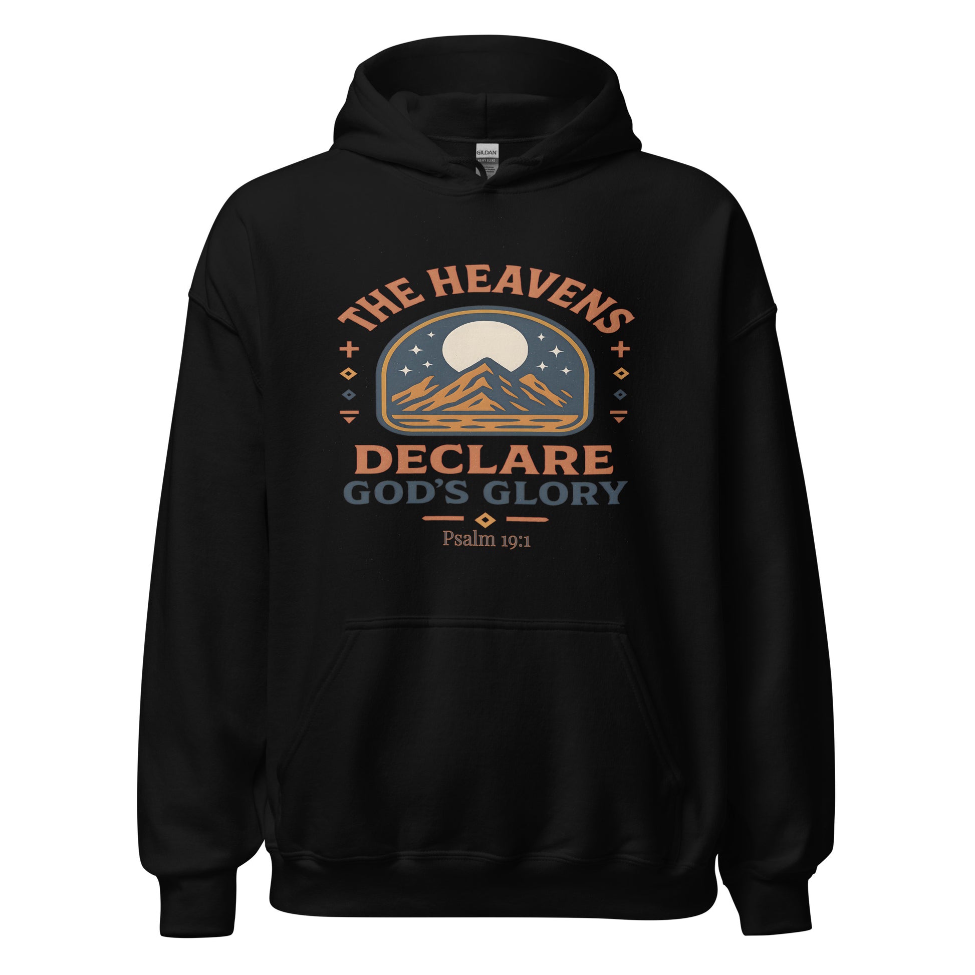 Heavens Declare Gods Glory Christian Hoodie Psalm 19:1 Black