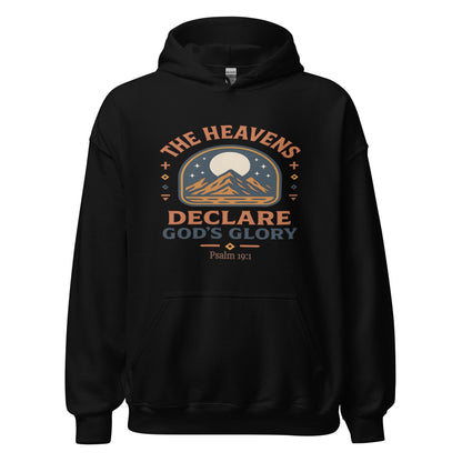 Heavens Declare Gods Glory Christian Hoodie Psalm 19:1 Black