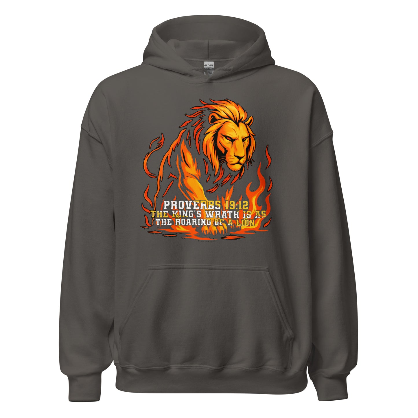 Men's Kings Wrath Bible Verse hoodie Lion Proverbs 19:12