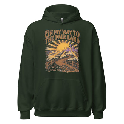  On My way to the Fair Land where the soul never dies Christian Hoodie celebrating the beloved bluegrass gospel classic. 