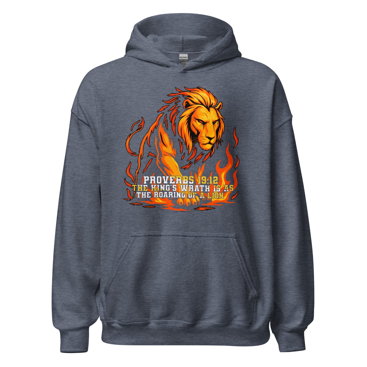 Men's Kings Wrath Bible Verse hoodie Lion Proverbs 19:12