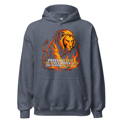 Men's Kings Wrath Bible Verse hoodie Lion Proverbs 19:12