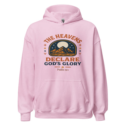 Heavens Declare Gods Glory Christian Hoodie Psalm 19:1 Pink