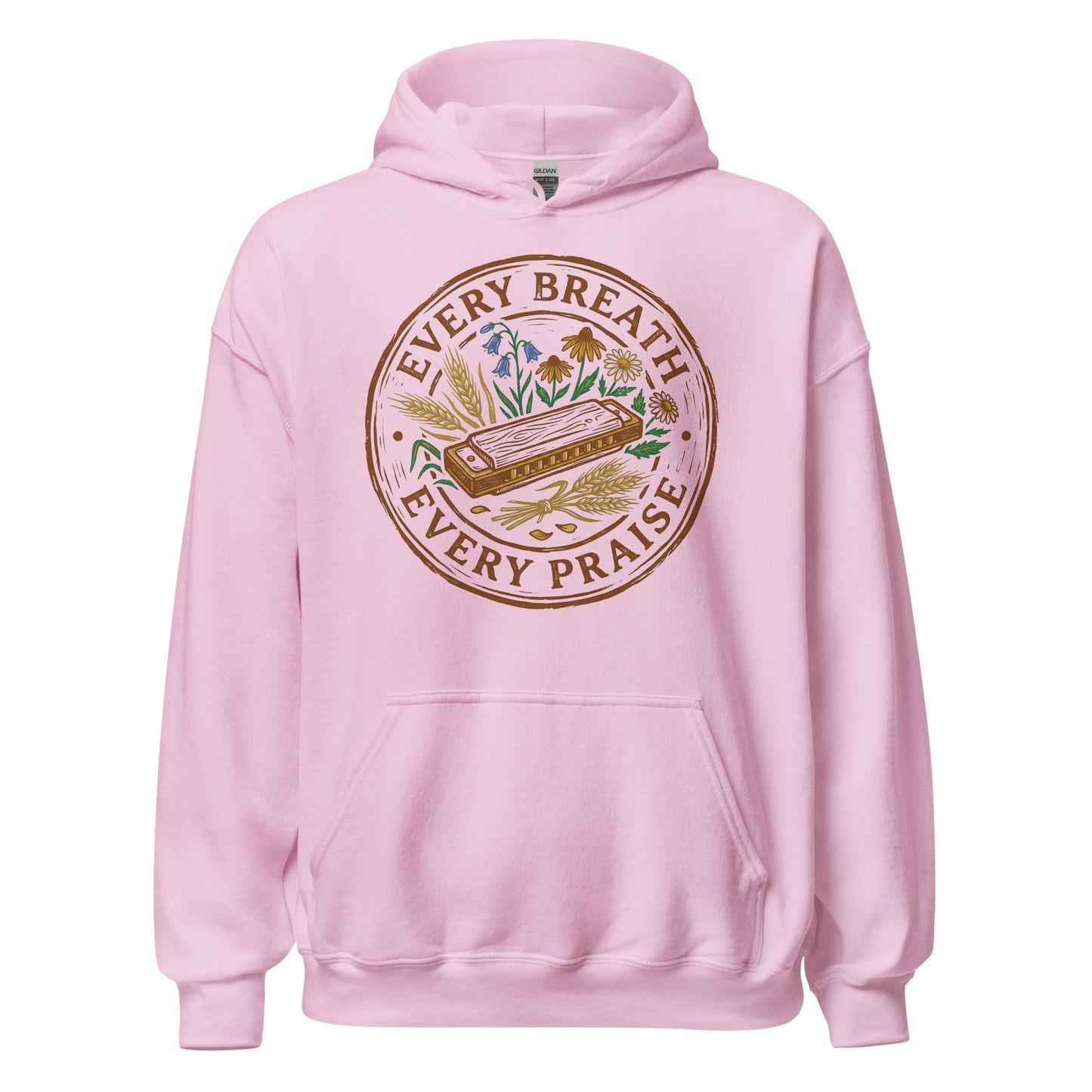 VERY BREATH EVERY PRAISE Christian Hoodie celebrating harmonica players