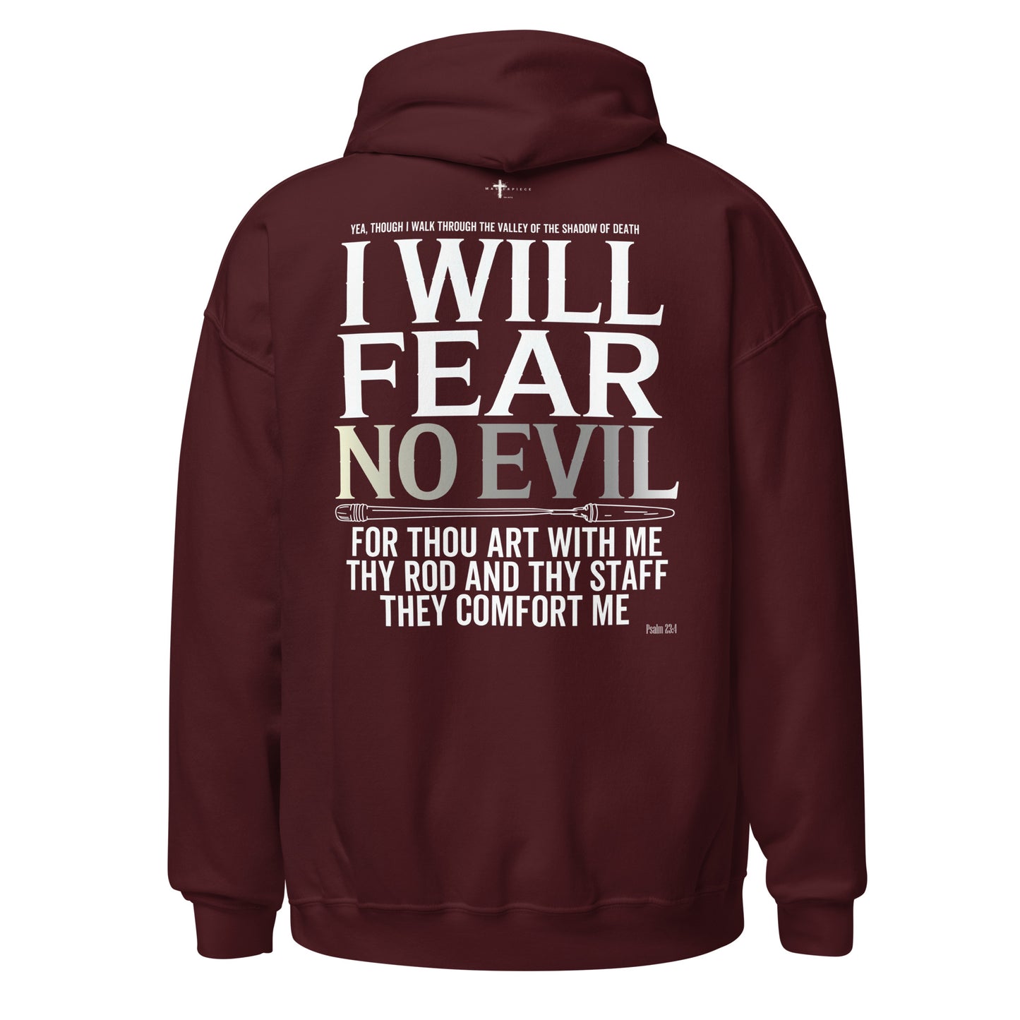 Fear No Evil Hoodie  Christian Bible Verse Hoodie Psalm 23