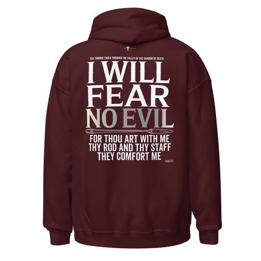 Fear No Evil Hoodie  Christian Bible Verse Hoodie Psalm 23