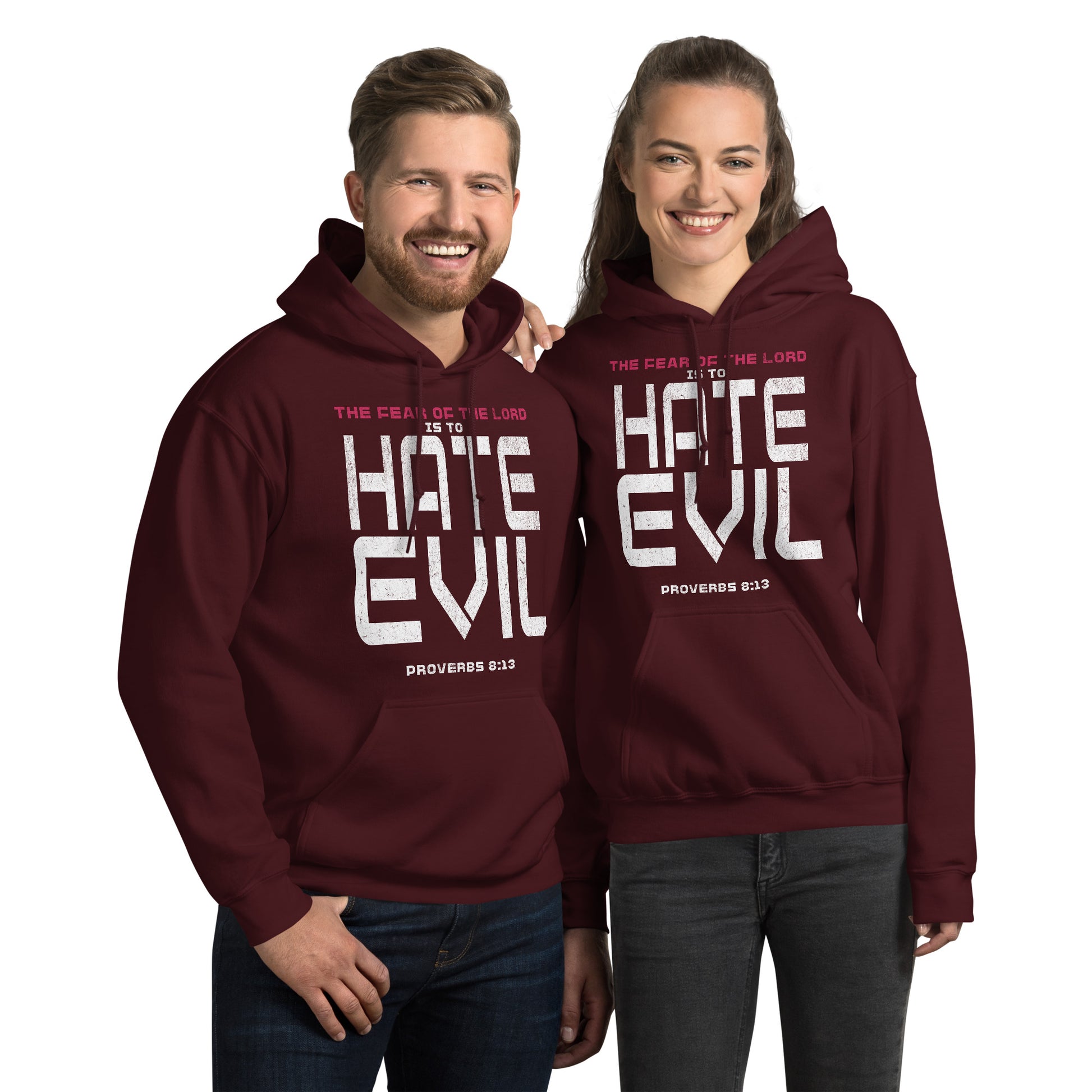 Fear The Lord Hate Evil Hoodie  Christian Bible Verse Hoodie