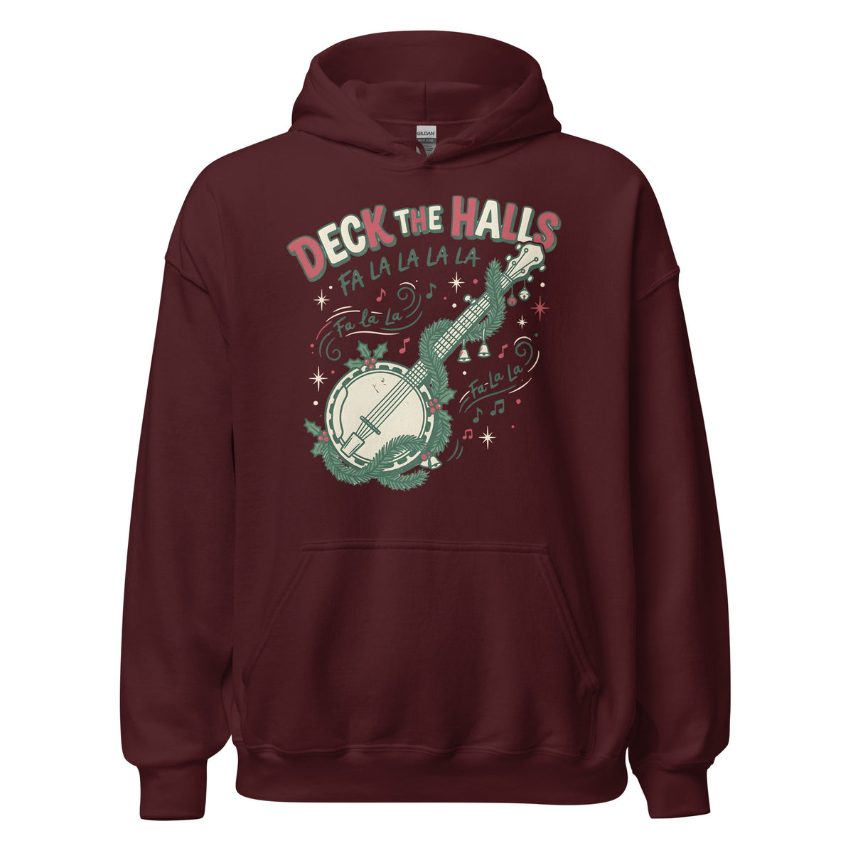 Deck The Halls Banjo Hoodie - Maroon - MasterPiece Shirts