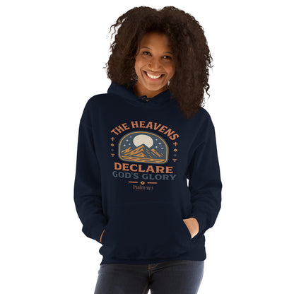 Heavens Declare Gods Glory Christian Hoodie Psalm 19:1 Navy