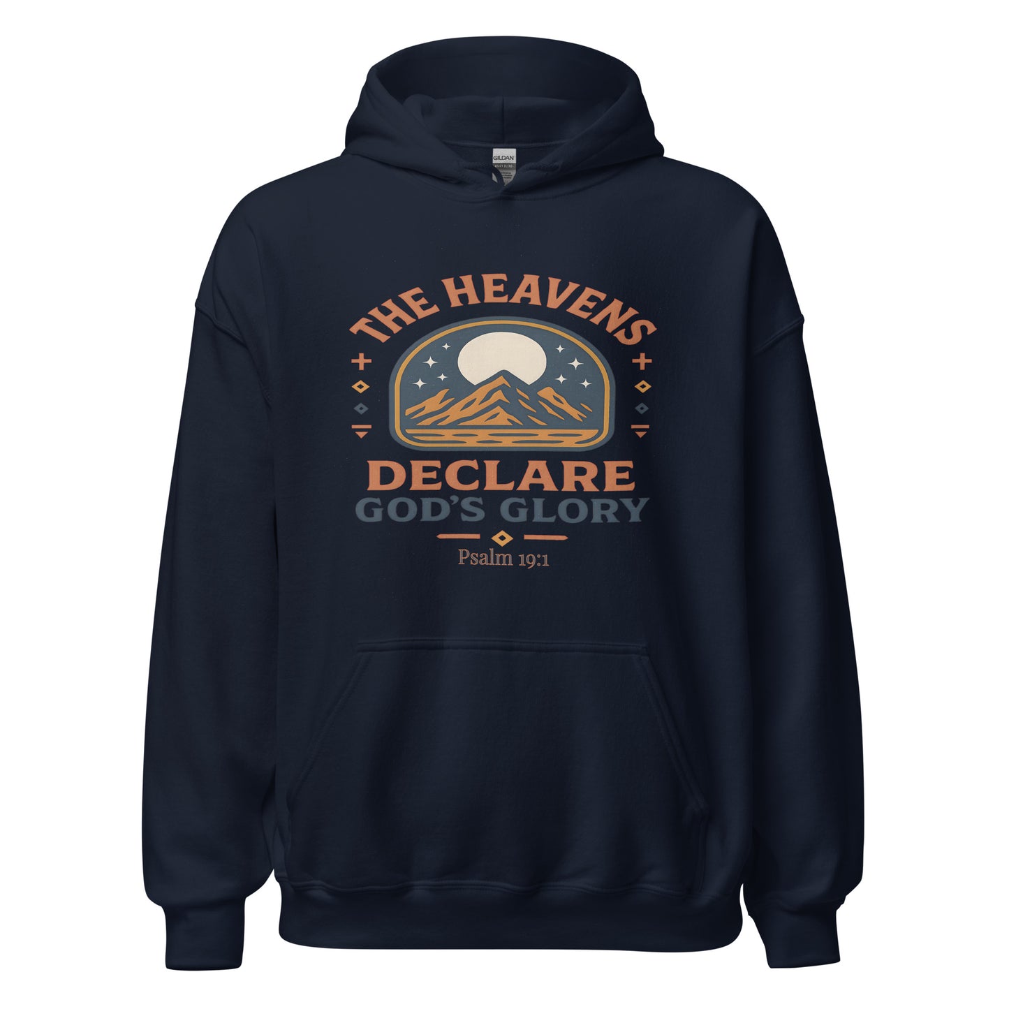 Heavens Declare Gods Glory Christian Hoodie Psalm 19:1 Navy