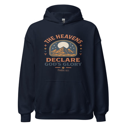 Heavens Declare Gods Glory Christian Hoodie Psalm 19:1 Navy