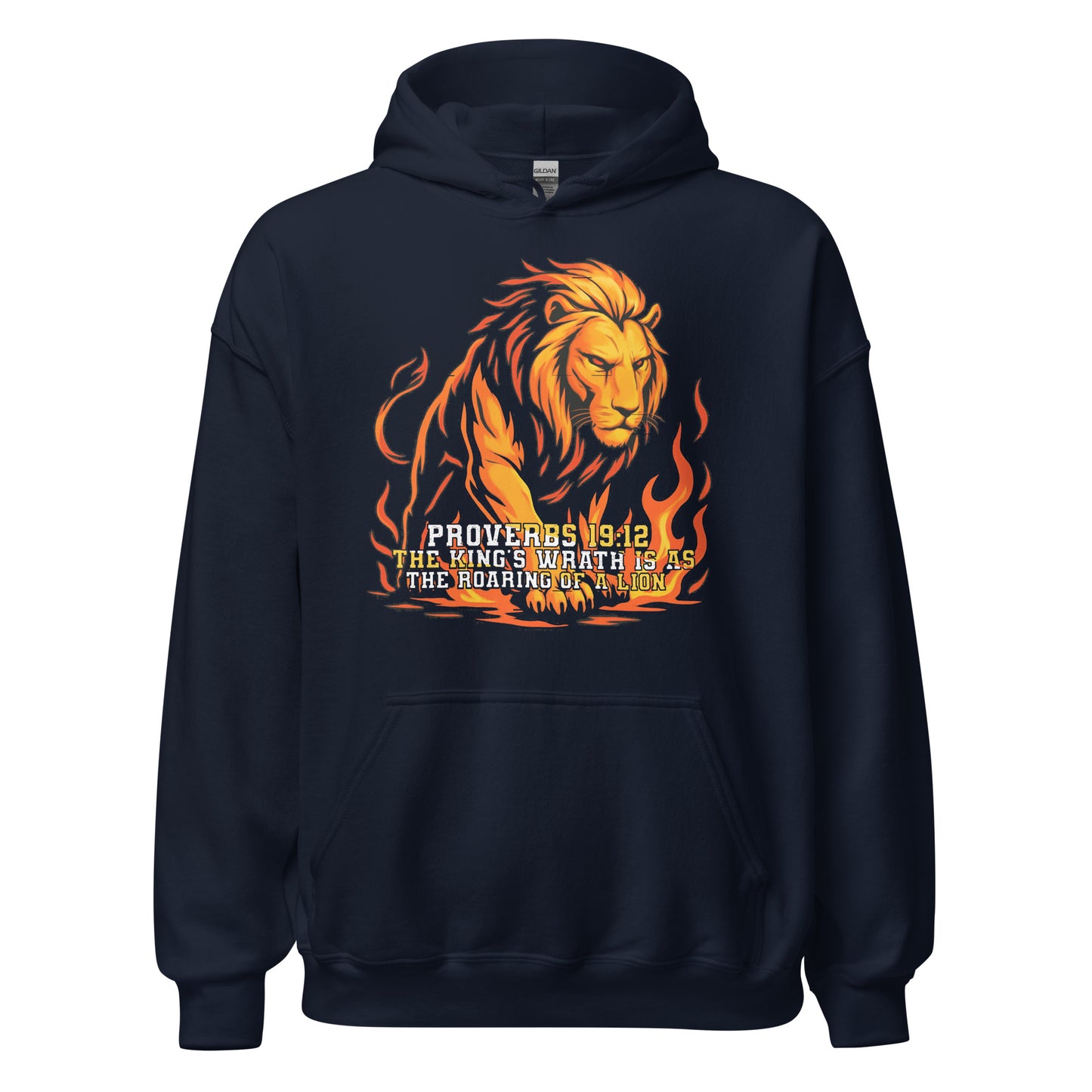 Men's Kings Wrath Bible Verse hoodie Lion Proverbs 19:12