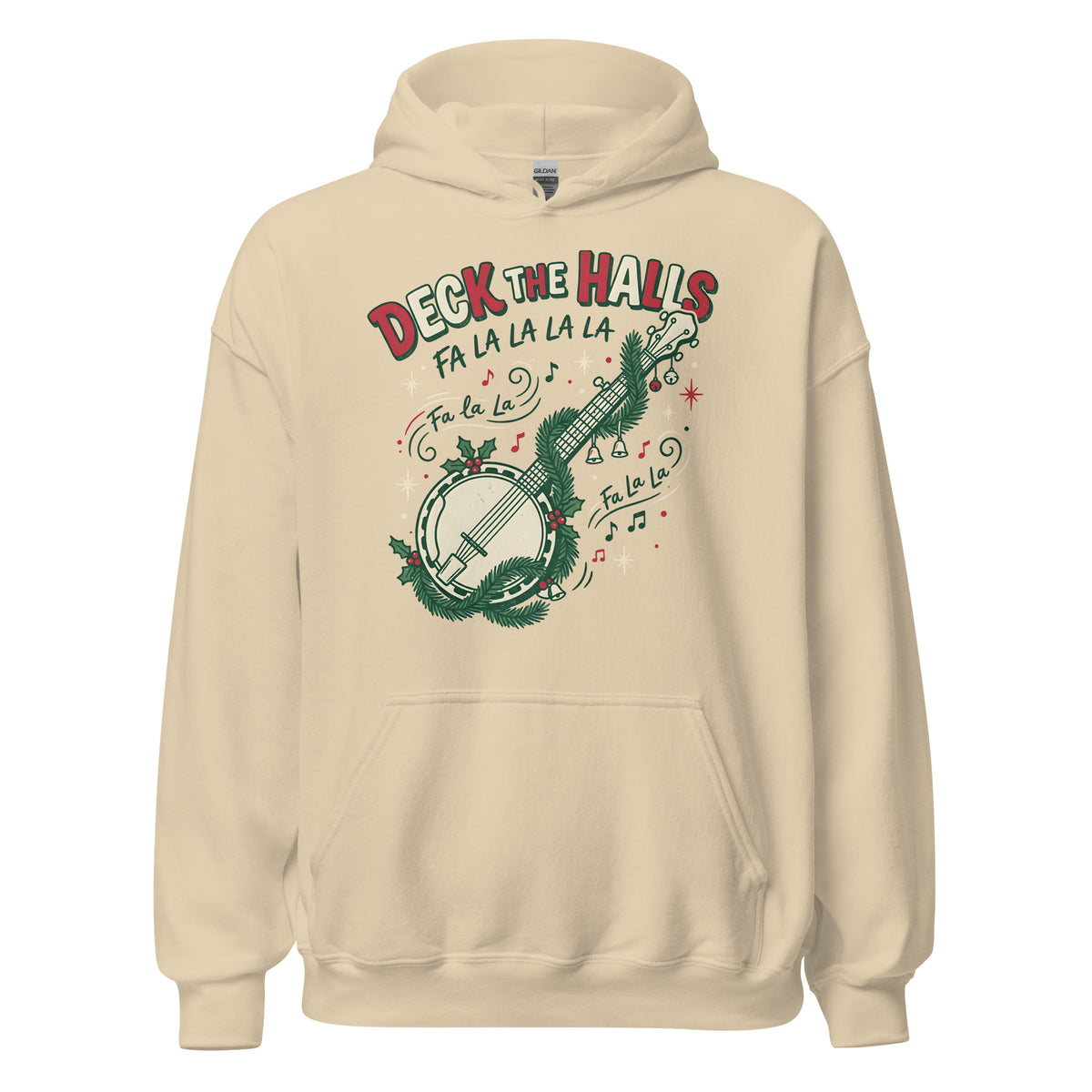 Deck The Halls Banjo Hoodie - Sand - MasterPiece Shirts
