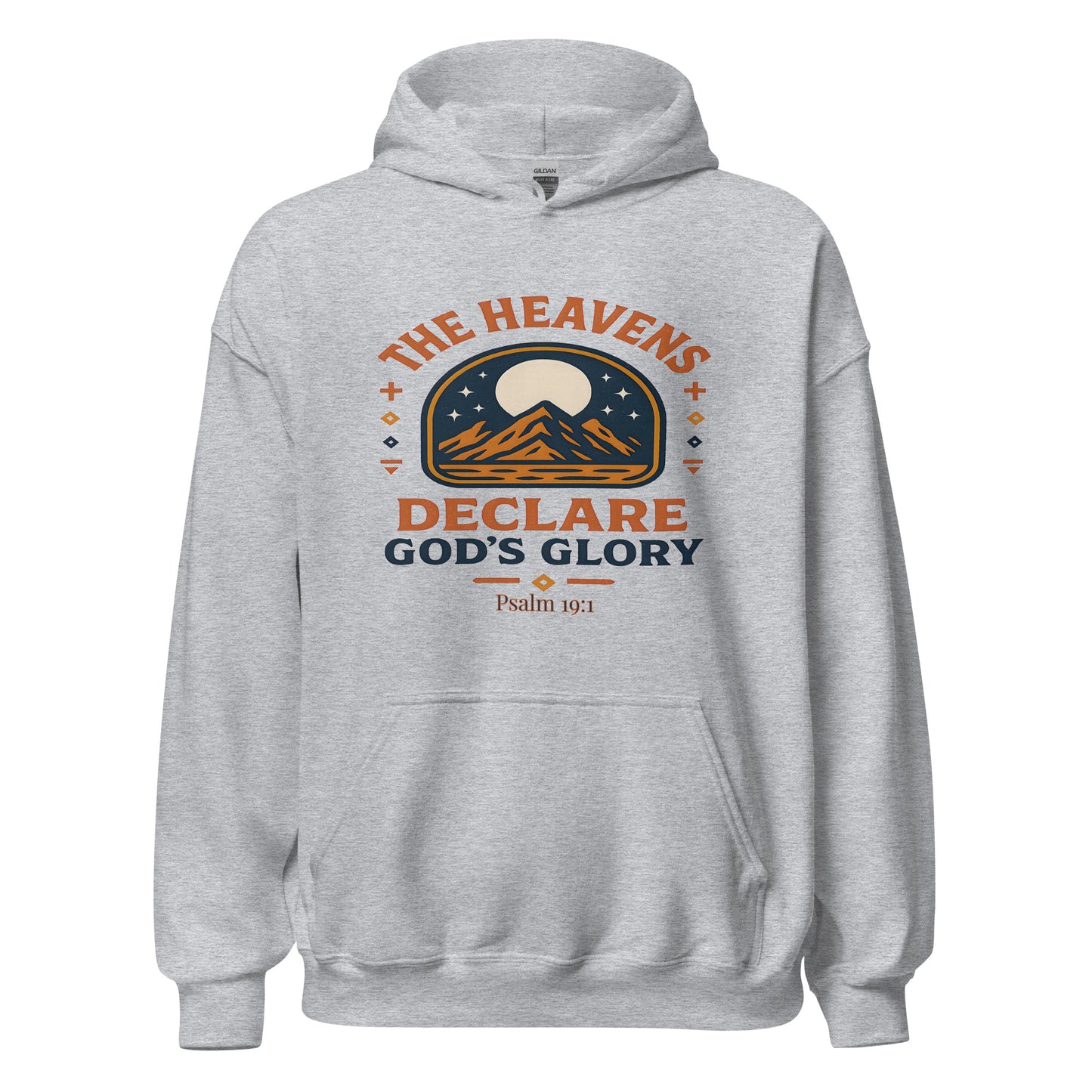 Heavens Declare Gods Glory Christian Hoodie Psalm 19:1 Gray