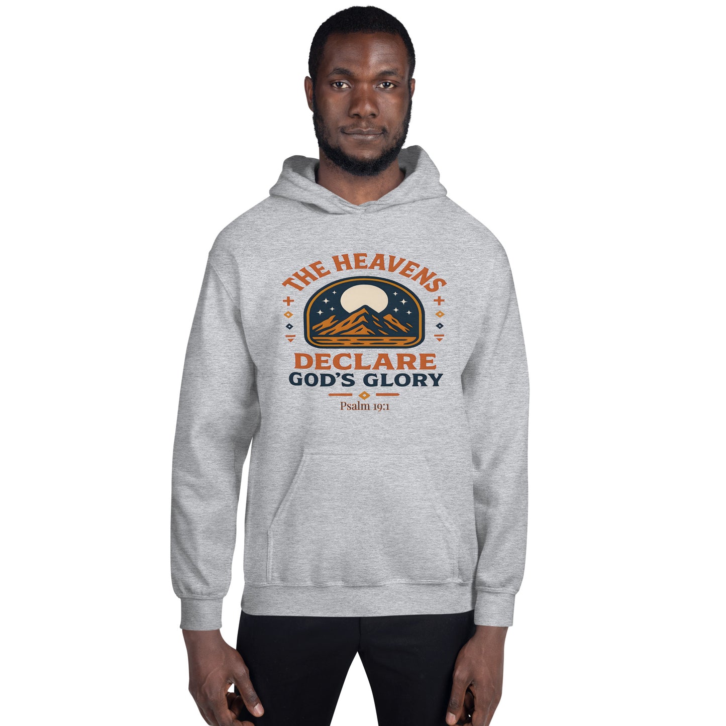 Heavens Declare Gods Glory Christian Hoodie Psalm 19:1 Gray