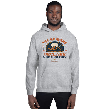 Heavens Declare Gods Glory Christian Hoodie Psalm 19:1 Gray