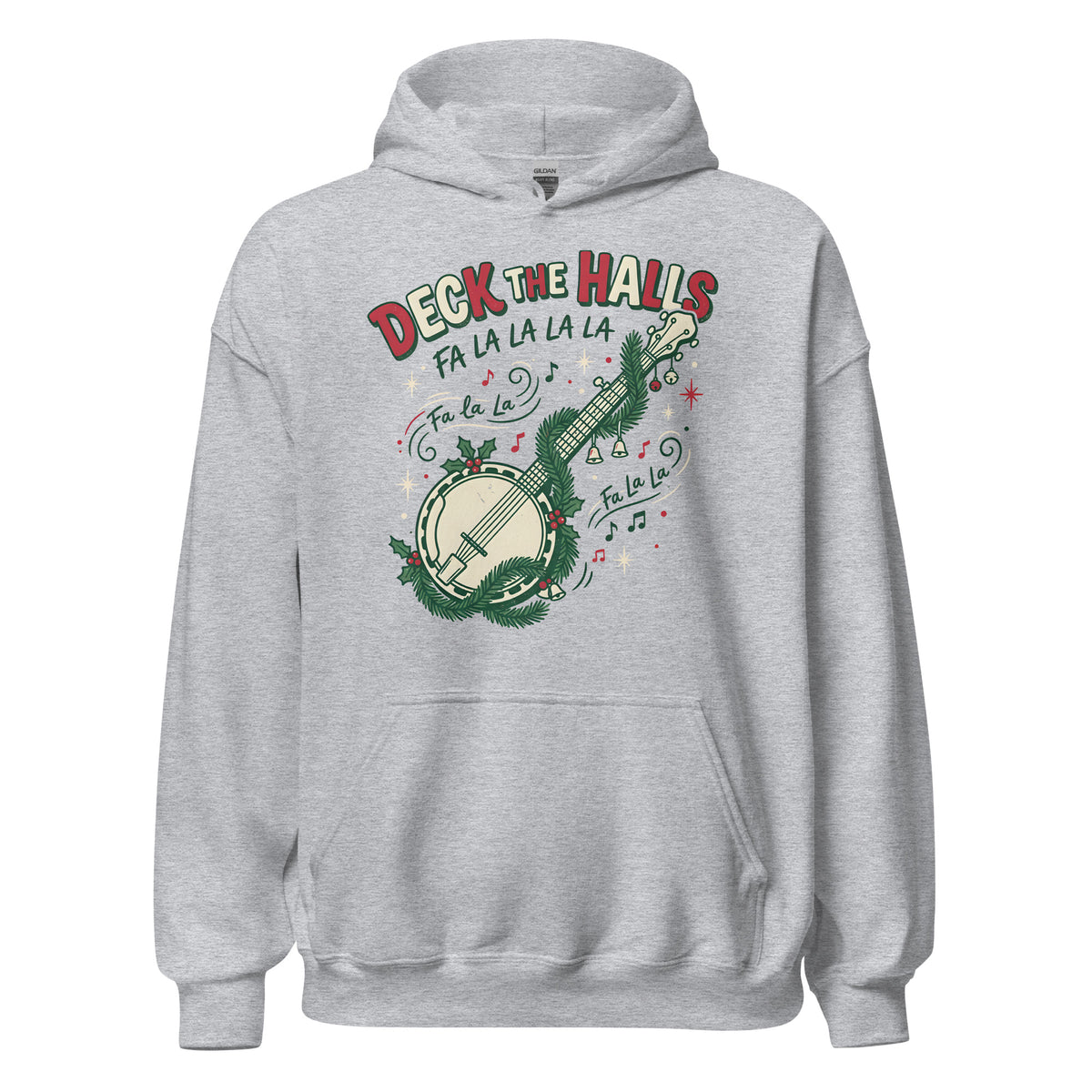 Deck The Halls Banjo Hoodie - Grey - MasterPiece Shirts