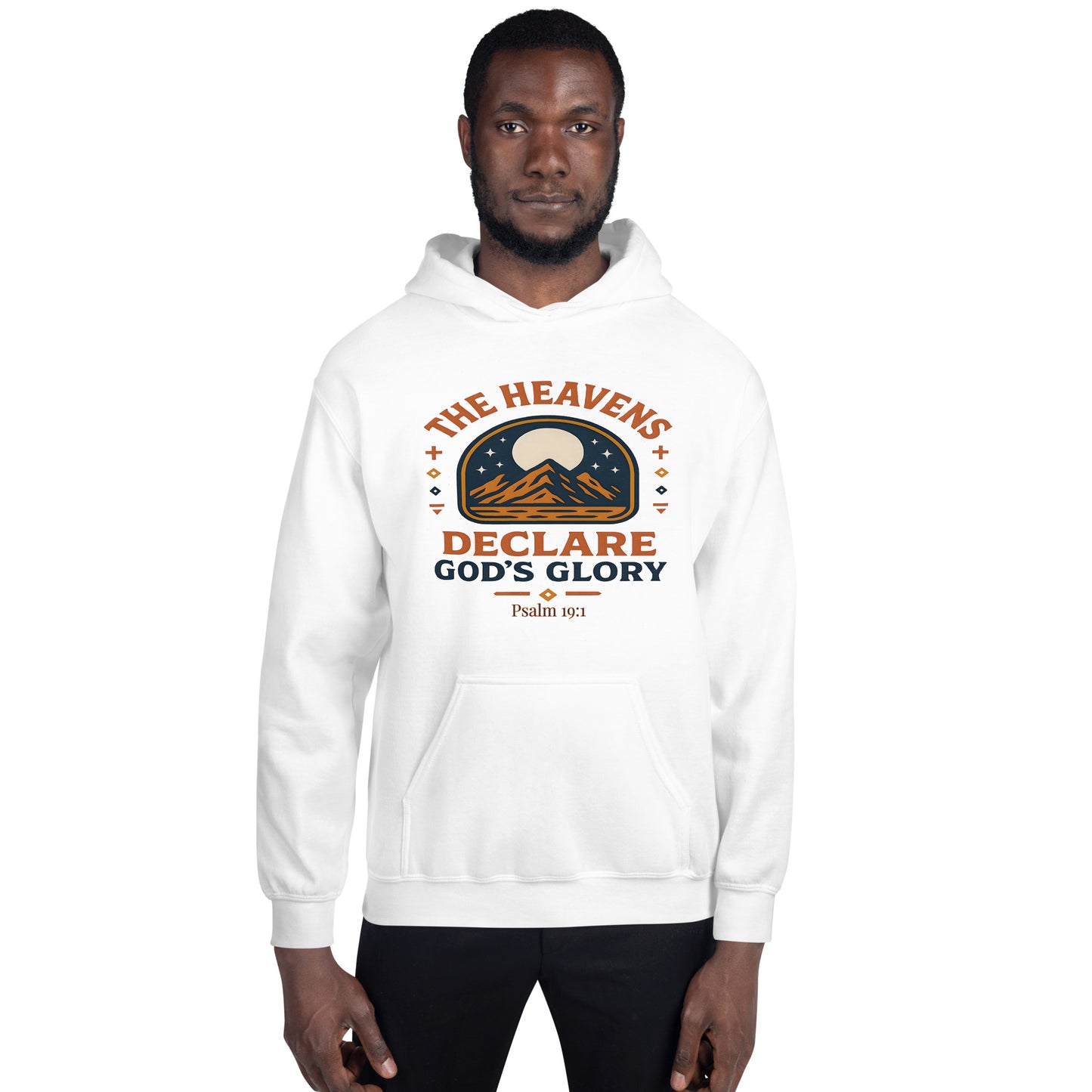 Heavens Declare Gods Glory Christian Hoodie Psalm 19:1 White