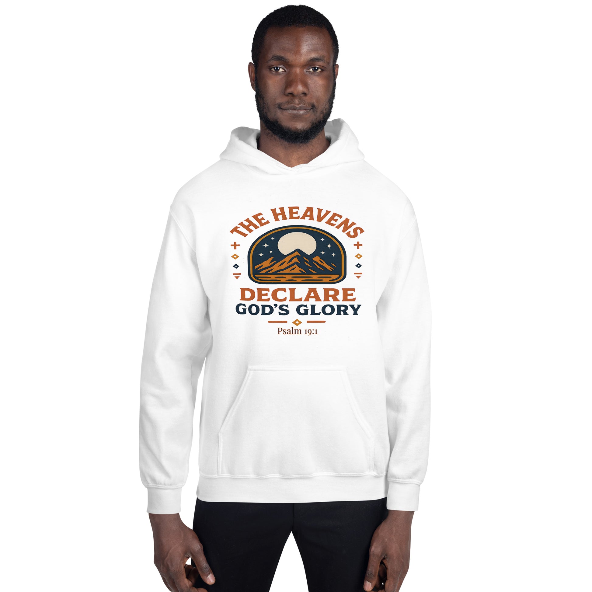 Heavens Declare Gods Glory Christian Hoodie Psalm 19:1 White