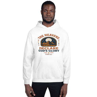 Heavens Declare Gods Glory Christian Hoodie Psalm 19:1 White