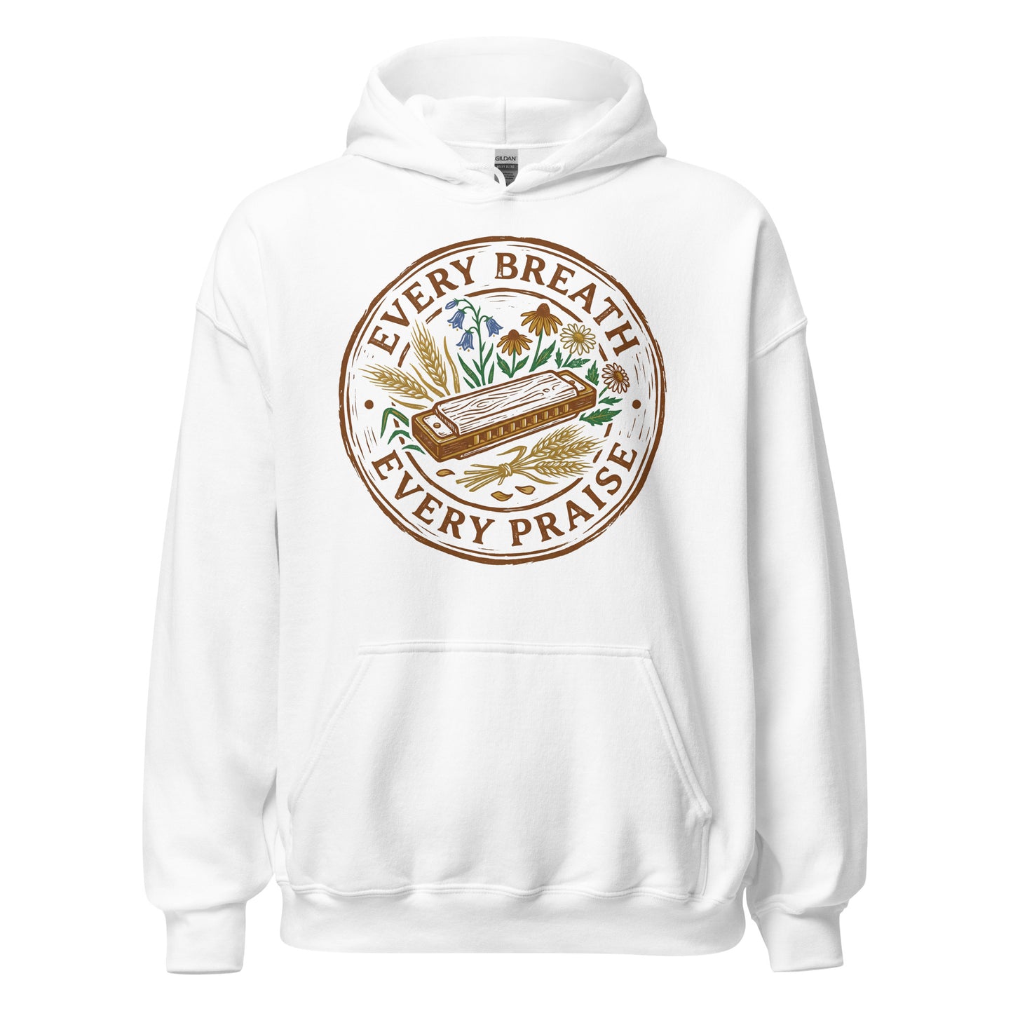 VERY BREATH EVERY PRAISE Christian Hoodie celebrating harmonica players