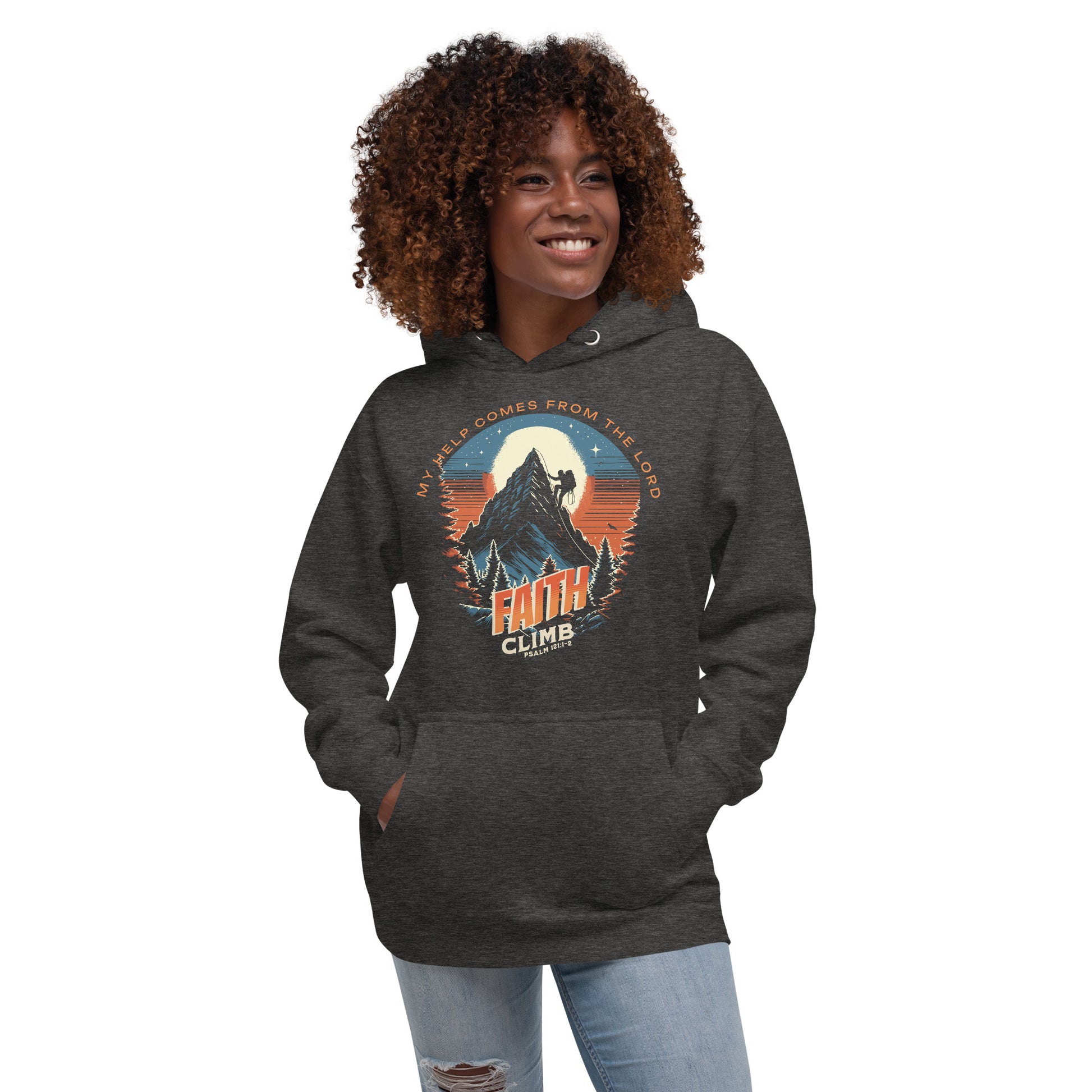 Faith Climb Premium Hoodie  Christian Bible Verse Premium Hoodie
