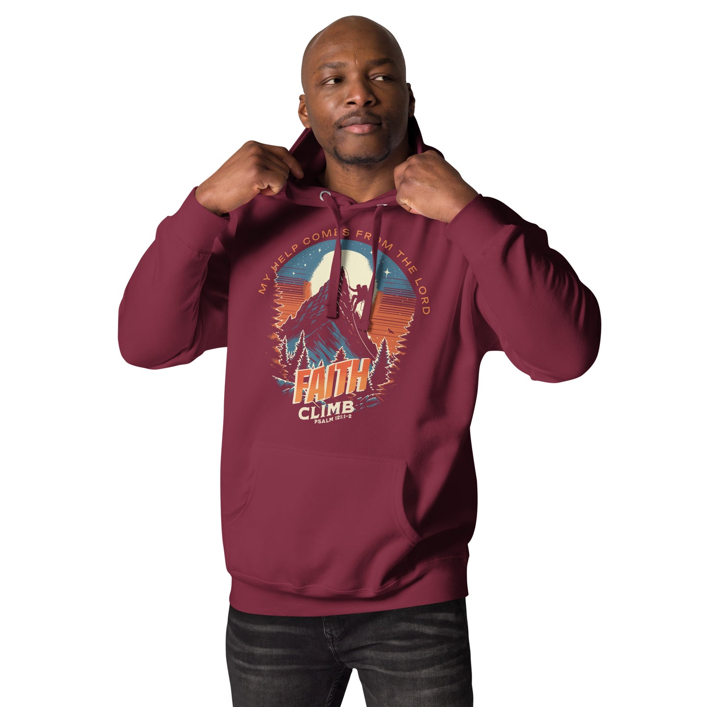 Faith Climb Premium Hoodie  Christian Bible Verse Premium Hoodie