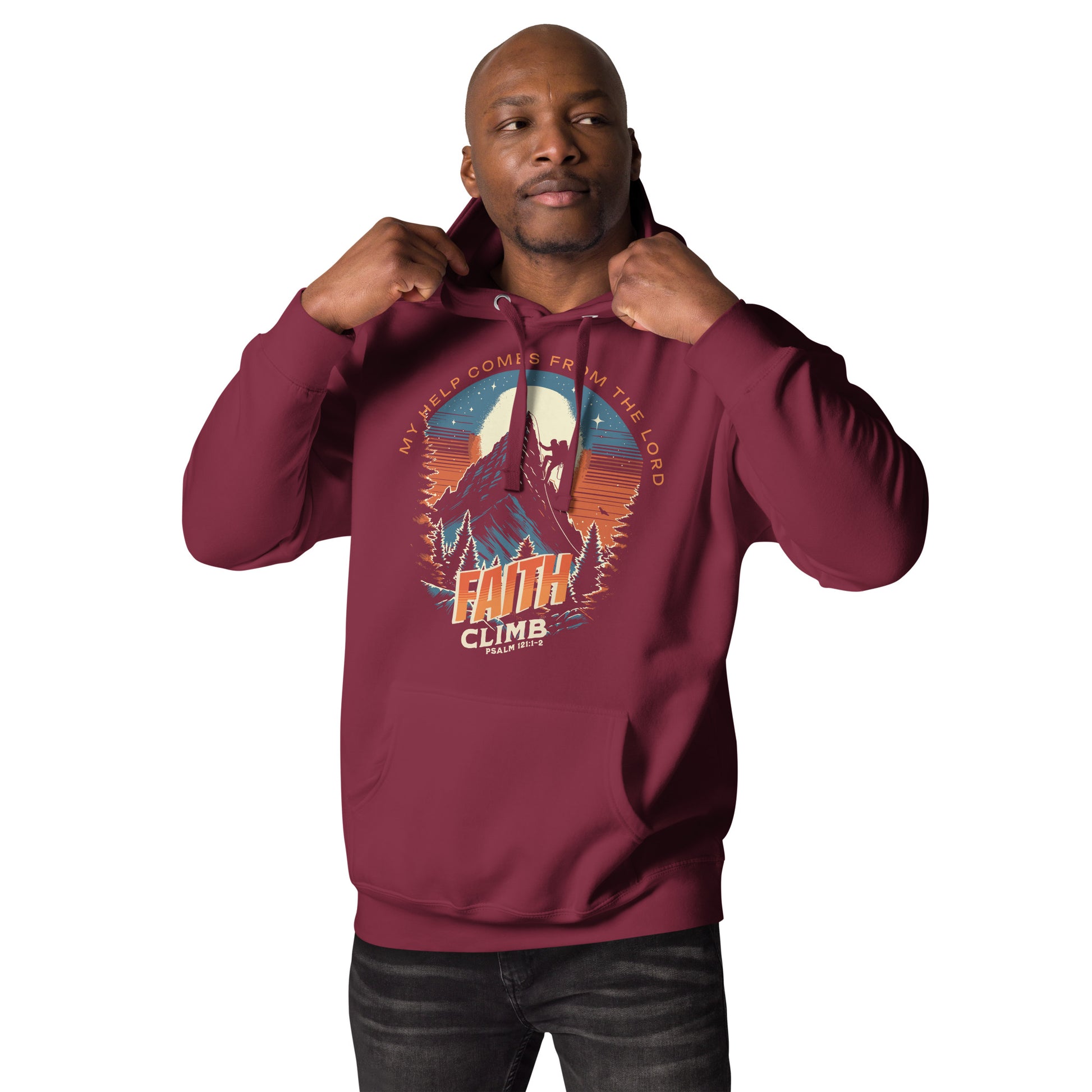 Faith Climb Premium Hoodie  Christian Bible Verse Premium Hoodie