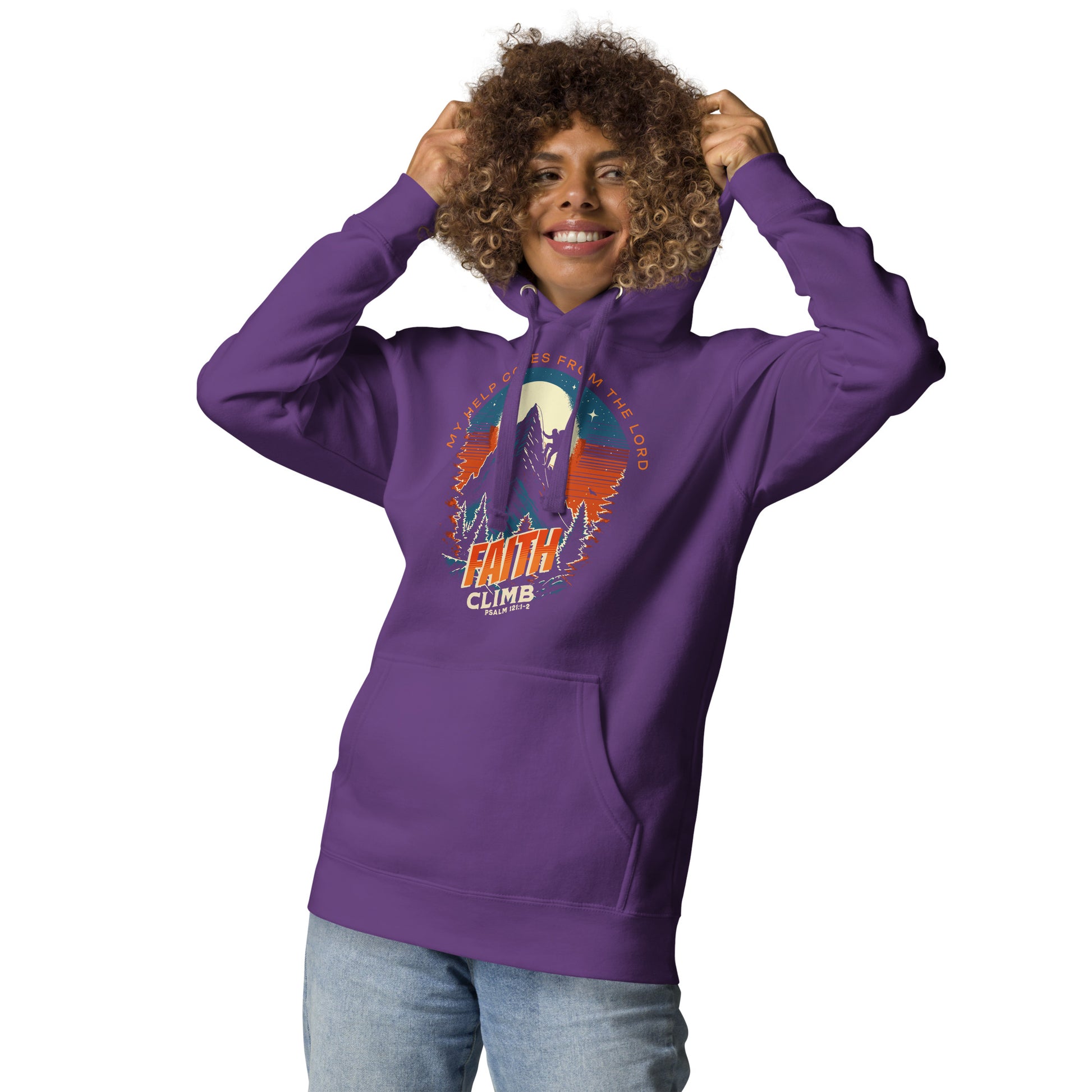 Faith Climb Premium Hoodie  Christian Bible Verse Premium Hoodie
