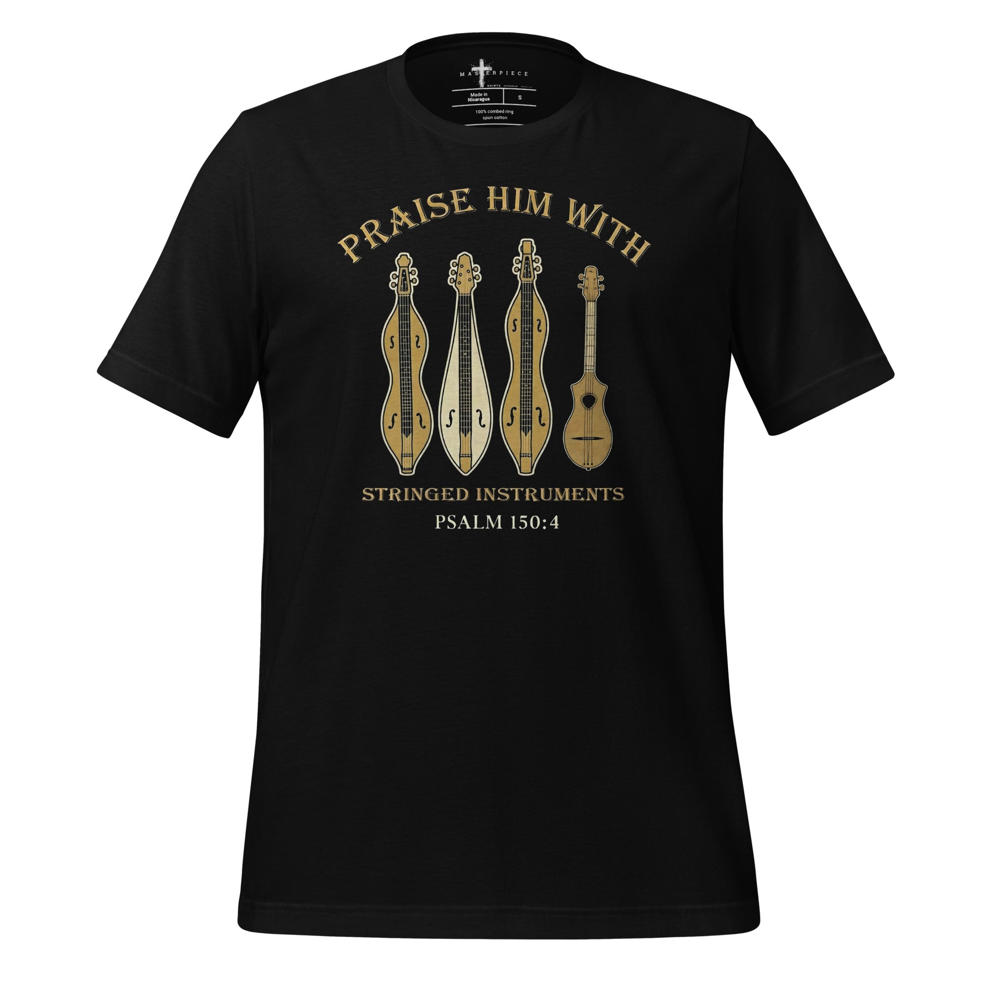 Praise Him with Stringed Instruments Christian T-shirt Psalm 150:4