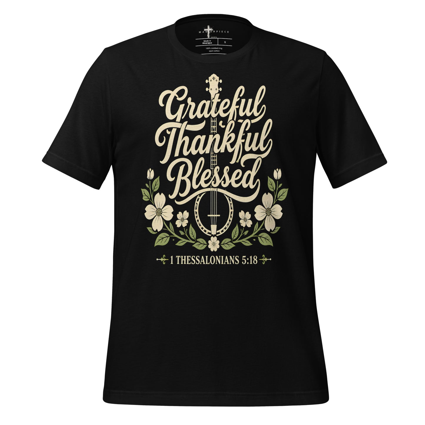 Grateful Thankful Blessed Banjo - Black - MasterPiece Shirts