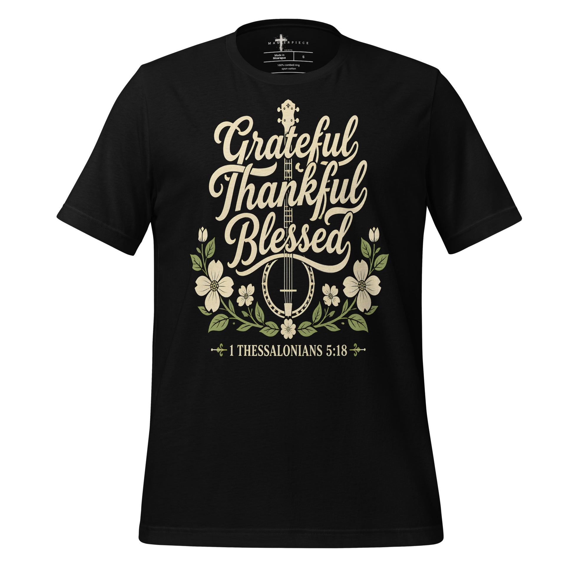 Grateful Thankful Blessed Banjo - Black - MasterPiece Shirts