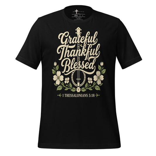 Grateful Thankful Blessed Banjo - Black - MasterPiece Shirts